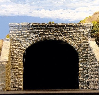 Double-Track Random Stone Tunnel Portal -- 6-1/2 x 5-1/4′ 16.5 x 13.3cm, HO, Chooch Enterprises 8370