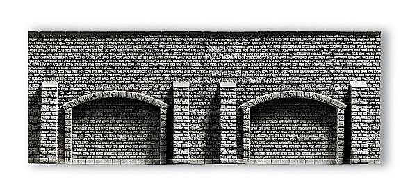 Profi-Plus Scenic Components -- Arcade Wall (gray brick) 13-3/16 x 4 59/64′ 33.5 x 12.5cm, HO, Noch Gmbh & Co 58058