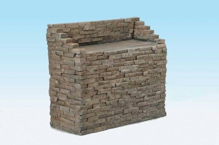 Single-Track Bridge Abutment -- Split Stone, HO, Monroe Models 718