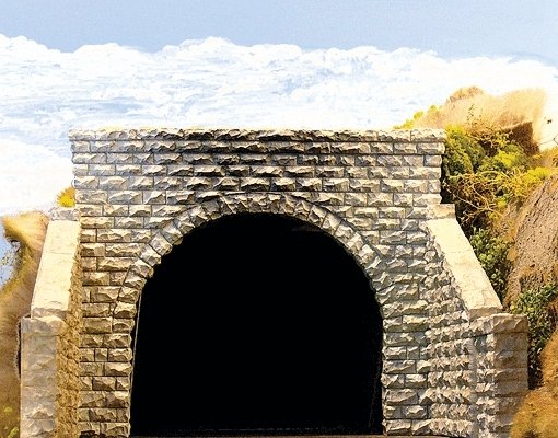 Double-Track Cut Stone Tunnel Portal -- 6 x 5-1/8′ 15.2 x 13cm, HO, Chooch Enterprises 8350