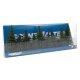 Fir Trees pkg(9) -- 3-1/8 to 4-3/4′ 8 to 12cm Tall w/Flat Base, HO, Walthers SceneMaster 1160