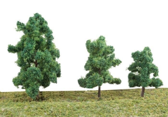 Summer Trees pkg(10) -- 3-3/8 to 5-1/2′ 8 to 14cm (Includes Pin Base), All Scales, Walthers SceneMaster 1184