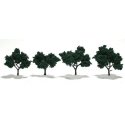 Ready-Made `Realistic Trees` - Deciduous - 2 to 3` 5.1 to 7.6cm pkg(4) -- Dark Green, All Scales, Woodland Scenics 1505