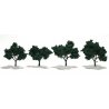 Ready-Made `Realistic Trees` - Deciduous - 2 to 3` 5.1 to 7.6cm pkg(4) -- Dark Green, All Scales, Woodland Scenics 1505