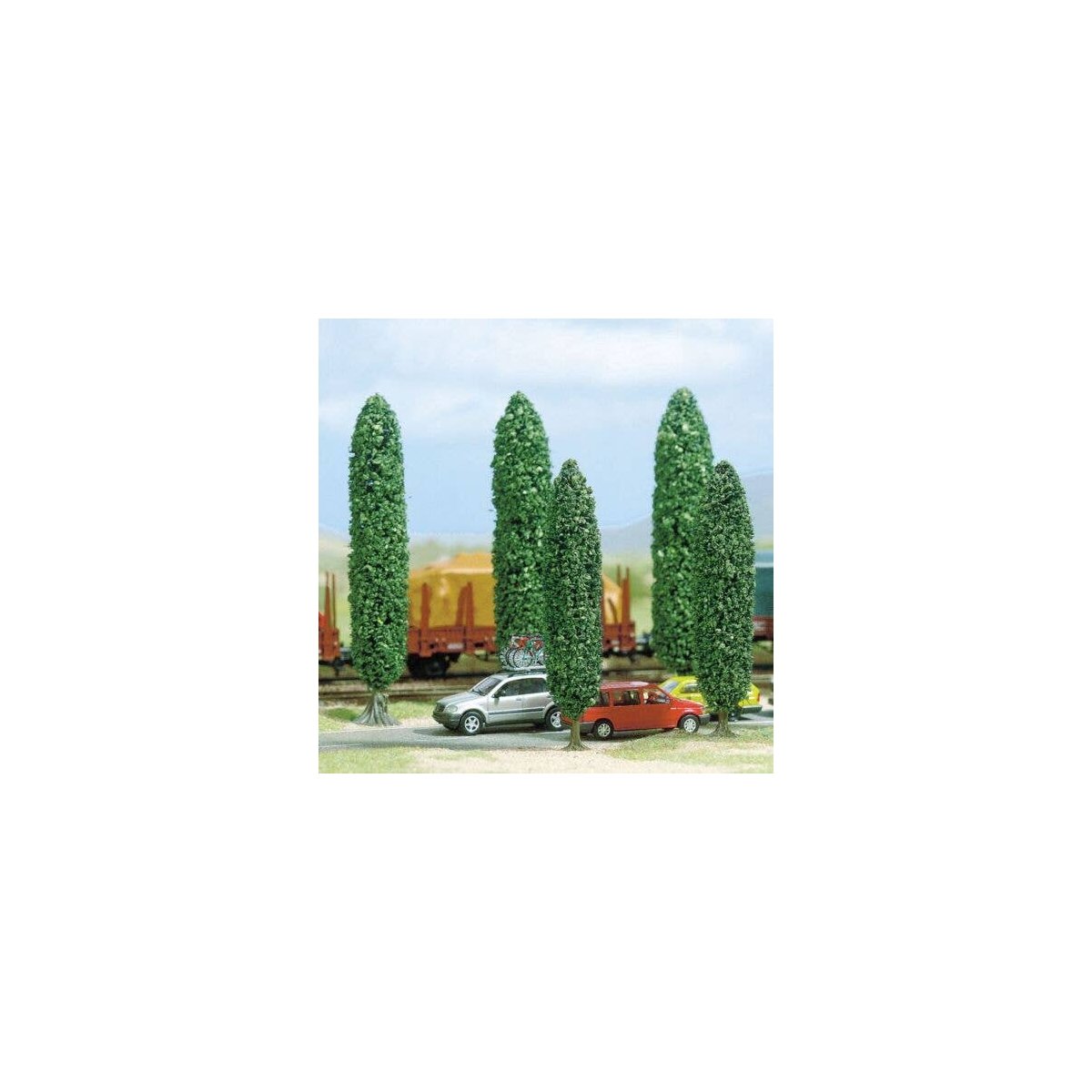 Silver Poplar Trees -- 2-15/16 - 3-3/4′ 7.5 - 9.5cm Tall pkg(2), All Scales, Busch Gmbh & Co Kg 6228
