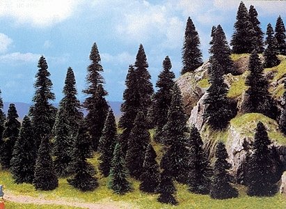 Pine Tree Assortment -- 2-3/8 to 4-11/32′ 6 to 11cm pkg(50), All Scales, Busch Gmbh & Co Kg 6497