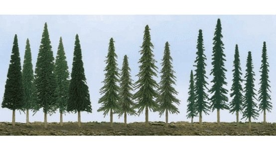 Evergreen Tree Bulk Pack -- 2-1/2 to 6′ 6.4 to 15.2cm pkg(45), All Scales, JTT Miniature Tree 92117