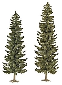 Spruce Trees pkg(2) -- 6-13/16 & 7-13/16′ 170 & 195mm Tall, HO, Busch Gmbh & Co Kg 6134