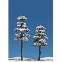Snow Covered Tree pkg(2) -- 5-1/8`, 6-5/16` 130mm, 160mm, HO, Busch Gmbh & Co Kg 6155