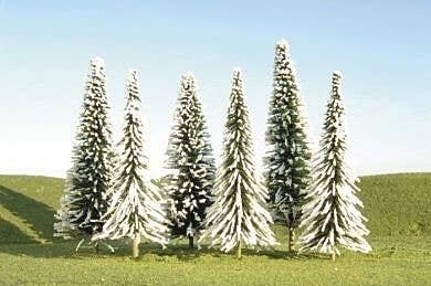 SceneScapes(TM) Layout-Ready Trees -- Pine Trees with Snow 8-10′ pkg(3), O, Bachmann Industries 32202