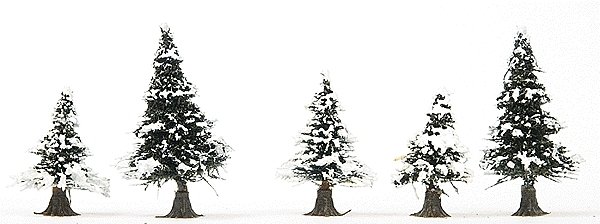 Trees (pkg 20) -- Snow Covered Pines 1-3/32 to 2-11/64′ 3-6cm Tall, N, Busch Gmbh & Co Kg 6566
