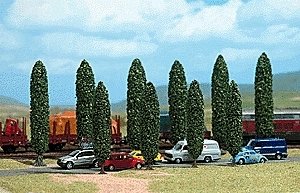 Poplar Trees pkg(10) -- Six 4-13/16` 12.2cm Four 3-13/16` 9.7cm Tall, HO, Busch Gmbh & Co Kg 6229