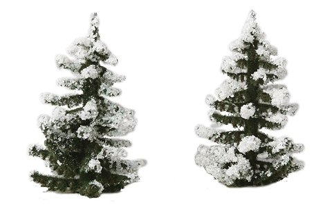 Snow Covered Spruce pkg(2) -- 55mm, HO, Busch Gmbh & Co Kg 6151