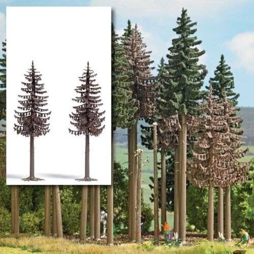 Dead Spruce Trees -- 13cm Tall pkg(2), All Scales, Busch Gmbh & Co Kg 6166