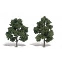 Ready-Made `Realistic Trees` - Deciduous - 6 to 7` 15.2 to 17.8cm pkg(2) -- Medium Gree, All Scales, Woodland Scenics 1516
