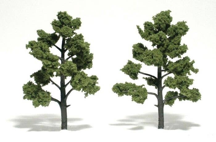 Ready-Made `Realistic Trees` - Deciduous - 5 to 6` 12.7 to 15.2cm pkg(2) -- Light Green, All Scales, Woodland Scenics 1512