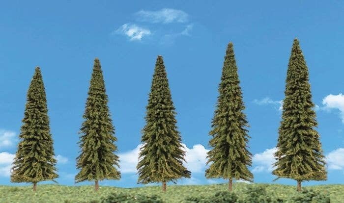 Evergreen Trees - Scene-A-Rama(TM) -- 2 to 3-1/2′ 5.1 to 8.9cm pkg(5), All Scales, Woodland Scenics 4154