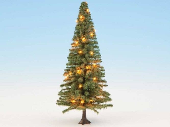 Fir Tree with Working LED Christmas Lights -- 4-3/4′ 12cm Tall, All Scales, Noch Gmbh & Co 22131