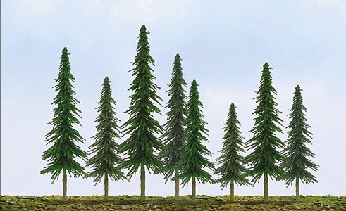 Spruce Trees -- 4 to 6′ 10.2 to 15.2cm pkg(24), HO, JTT Miniature Tree 92027