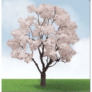 Blossoming Cherry Trees -- 3 to 3-1/2′ 7.6 to 8.9cm pkg(2), HO, JTT Miniature Tree 92321