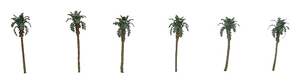 Palm Trees - Professional Series -- 1-1/2′ 3.8cm pkg(6), Z, JTT Miniature Tree 94235