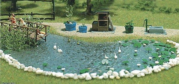 Garden Pond Set -- Kit, HO, Busch Gmbh & Co Kg 1210