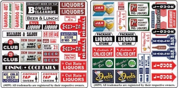 Tavern & Liquor Store Storefront & Advertising Signs, HO, Blair Line 159