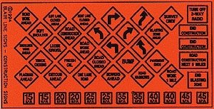 Highway Signs -- Construction 1950s-Present (black, orange), HO, Blair Line 104