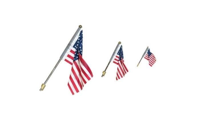 Wall-Mount US Flags - Just Plug Value Pack -- 1 Large, 2 Medium, 1 Small & Light Hub, All Scales, Woodland Scenics 5924