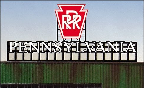 Pennsylvania w/Keystone Animated Neon Billboard -- 3 x 6-1/2′ 7.6 x 16.5cm, All Scales, Micro Structures 4281
