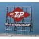 Laser-Cut Wood Billboard - Small for Z, N & HO -- Ship T&P `Texas & Pacific Railway` 1 5/8` Wi, All Scales, Blair Line 1531