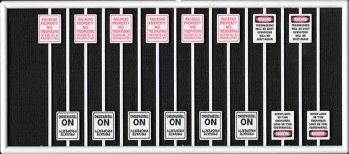 Assorted No Trespassing Signs -- pkg(16), HO, Tichy Train Group 8315