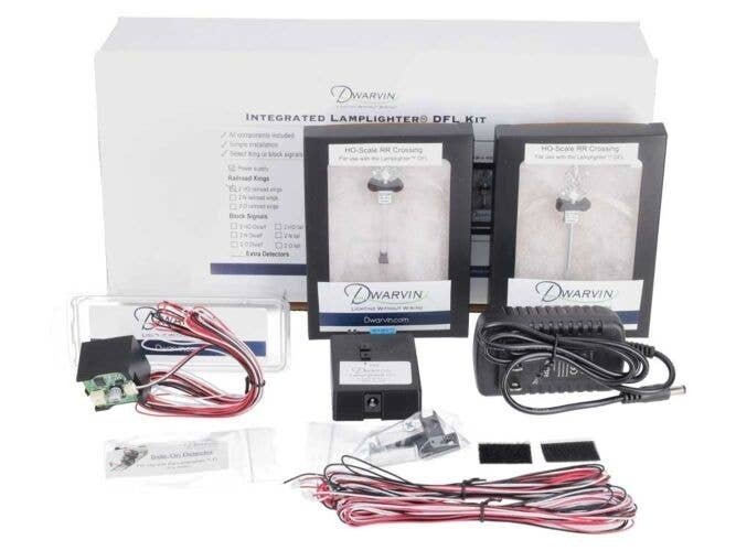 DVIRRXK101 Integrated Crossing Signal Kit w/Power Supply -- Lamplighter DFL 2 Crossing Signals, Power, HO, Dwarvin IRRXK101
