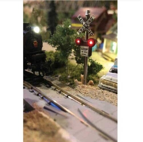 DVFLRRX201 Fiber-Lit Railroad Crossing Signal Only -- With Fiber Optic, N, Dwarvin FLRRX201