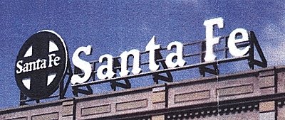 Laser-Cut Wood Billboards - Small for Z, N & HO -- Santa Fe - Round Herald & Name 3-3/4 x 1-1, All Scales, Blair Line 1511
