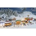 Christmas Market Set -- Ikit Includes 2 Stalls, Carousel (Unpowered), Icicles, Snow Powder, HO, Faller Gmbh 190143
