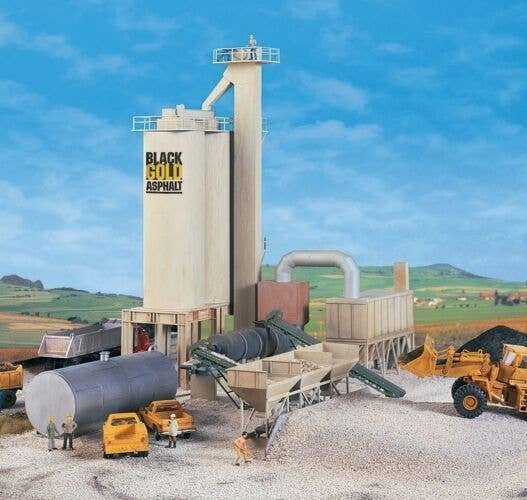 Black Gold Asphalt Hot Mix Plant -- Kit - 9-3/4 x 14-1/8 x 10-1/2′ 24.3 x 35.3 x 26.2cm, HO, Walthers Cornerstone 3085