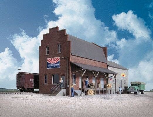 Columbia Feed Mill -- Kit - 7-1/4 x 5-5/8 x 5-1/2′ 18.4 x 14.3 x 14cm, HO, Walthers Cornerstone 3090