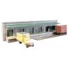 Single-Story Wall w/6 Doors & Covered Loading Dock - Keyrail -- Background Building Kit - 6-1/2 x , HO, Lunde Studios QBHO3