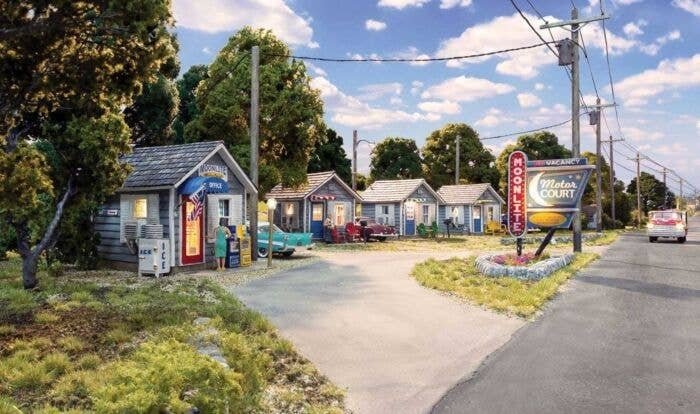 Moonlite Motor Court - Built-&-Ready(R) Landmark Structure(R) -- Includes Office and 3 Rooms, HO, Woodland Scenics 5073