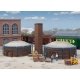 Brick Kilns 2-Pack -- Kit - Each 4-7/8 x 2-7/32′ 12.4 x 5.6cm, HO, Walthers Cornerstone 4100