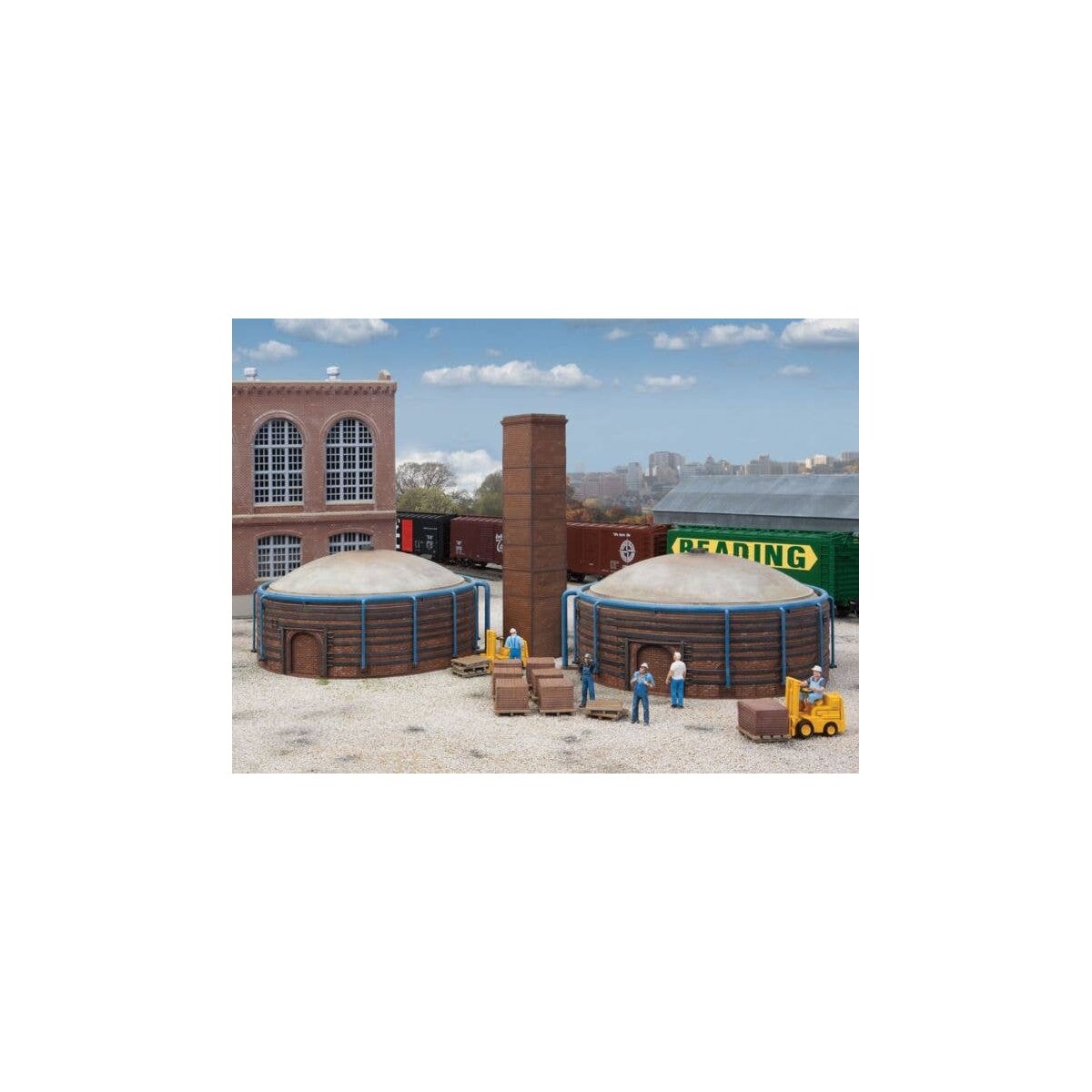 Brick Kilns 2-Pack -- Kit - Each 4-7/8 x 2-7/32′ 12.4 x 5.6cm, HO, Walthers Cornerstone 4100