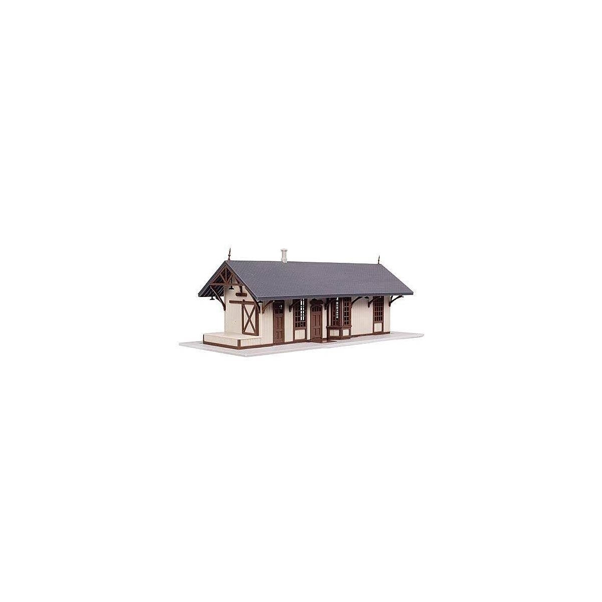 Maywood Train Station -- Kit - 5 x 2-1/4′ 12.7 x 5.7cm (tan, Brown Trim), N, Atlas Model Railroad Co. 2848