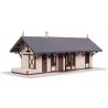 Maywood Train Station -- Kit - 5 x 2-1/4′ 12.7 x 5.7cm (tan, Brown Trim), N, Atlas Model Railroad Co. 2848