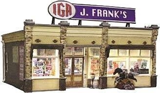 J. Frank′s Grocery - Built & Ready Landmark Structures(R) -- Assembled, O, Woodland Scenics 5851