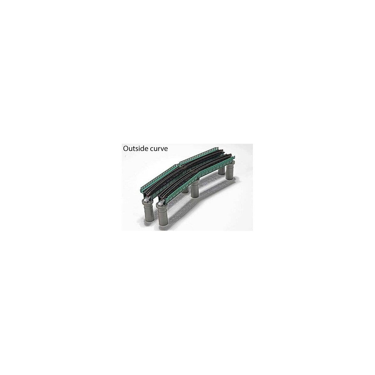 Single-Track Curved Deck-Girder Bridge 4-Pack, Code 80 Track - Unitrack -- 19′ 481mm Radius, 60 Deg, N, Kato USA Inc 20824