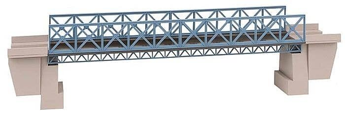 Single-Track Steel Railroad Bridge with Abutments -- Kit - 19-1/4 x 2-13/16 x 4-5/8′ 48.9 x 7.1 x , HO, Faller Gmbh 120502