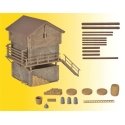 Wood Barn & Shed -- Kit - 2-9/16 x 3-3/4 x 3-9/16′ 6.5 x 9.5 x 9cm, HO, Kibri 38035