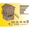 Wood Barn & Shed -- Kit - 2-9/16 x 3-3/4 x 3-9/16′ 6.5 x 9.5 x 9cm, HO, Kibri 38035