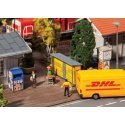 DHL Package Stations -- 2 x 1/2 x 1-1/16′ 5 x 1.2 x 2.7cm pkg(2), HO, Faller Gmbh 180281